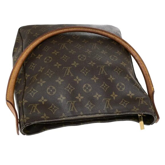 LOUIS VUITTON Logo Looping GM Shoulder Bag Monogram Leather Brown - Picture 13 of 16